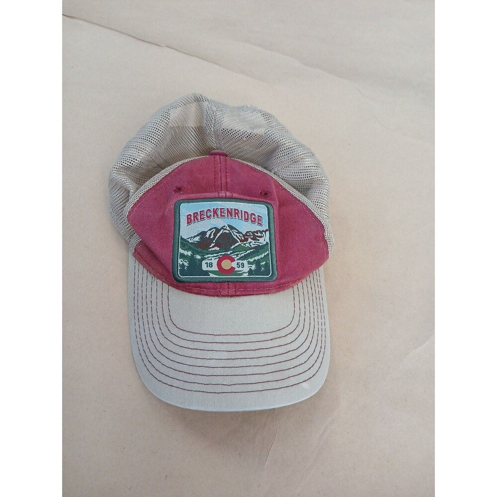 Breckenridge Colorado Baseball Hat Cap Strap Back Adult OS Maroon Beige